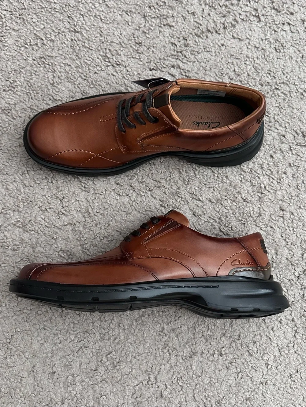 Clarks Gessler Lace-Up Derby Dark tan Leather Mens 9